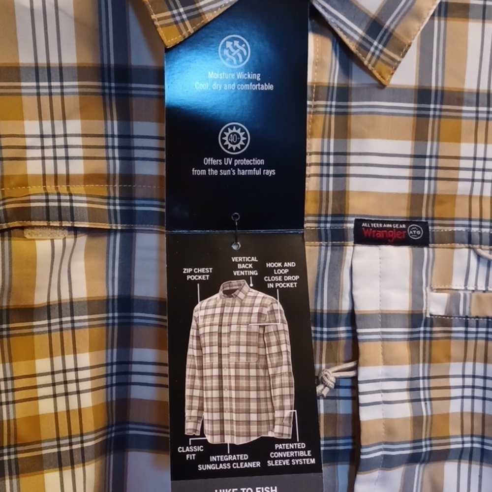 WRANGLER, NWT, MENS PLAID SHIRT, SIZE XL, FRONT POCKET, AND HIDDEN ZIP P… - Picture 3 of 11